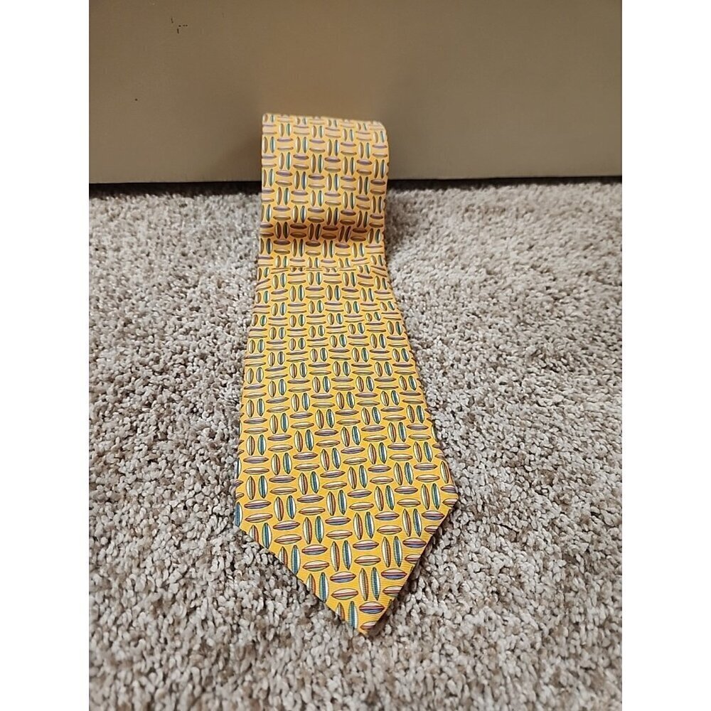 BROOKS‎ BROTHERS  Makers 58L Yellow  Silk Mens Neck Tie Made in USA